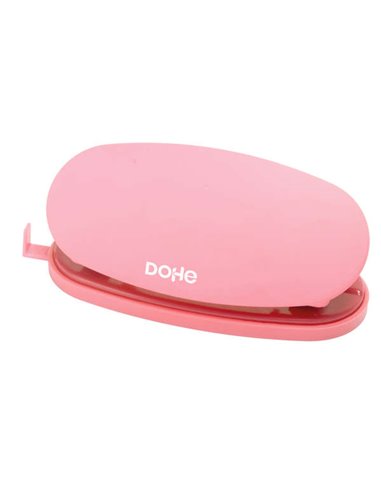 Dohe - Perceuse de bureau Soft Touch - Perce jusqu'à 16 feuilles - Design ergonomique - Couleur rose pastel