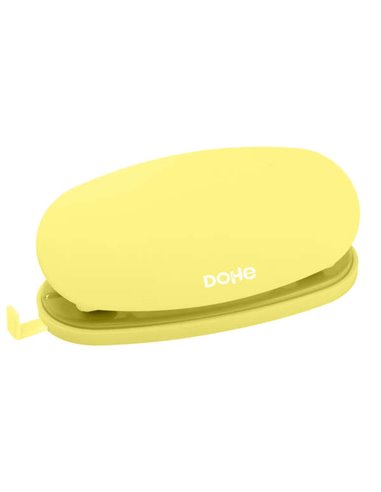 Dohe - Perceuse de bureau Soft Touch - Perce jusqu'à 16 feuilles - Design ergonomique - Couleur jaune pastel