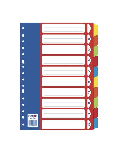 Dohe - Intercalaires pour Classeurs et Classeurs à Anneaux - 180mm - Papier Cartonné 180gr - Multi-Perforateurs 16 Perforateurs 