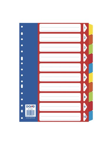 Dohe - Intercalaires pour Classeurs et Chemises à Anneaux - 180gr avec Multi-Forets 16 Perforations - En Carton Résistant - Sach