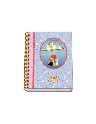 Dohe - Santoro Poppi Loves Messenger Cahier à Spirale Relié - Format A5 avec 100 Feuilles 90gr - Feuilles Micro-perforées avec 2