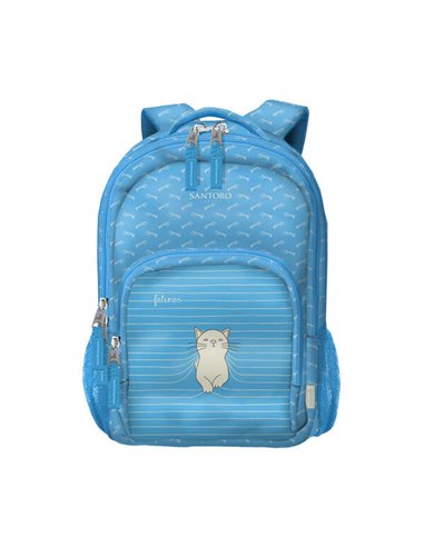 Dohe - Petit sac à dos scolaire Santoro Felines - 3 compartiments - Poches latérales - Bretelles rembourrées et réglables - Poig