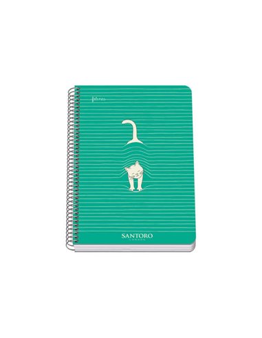 Dohe - Cahier à Spirale Santoro Felines Couverture Rigide - Format A5 de 80 Feuilles 90gr - Feuilles Quadrillées 4mm