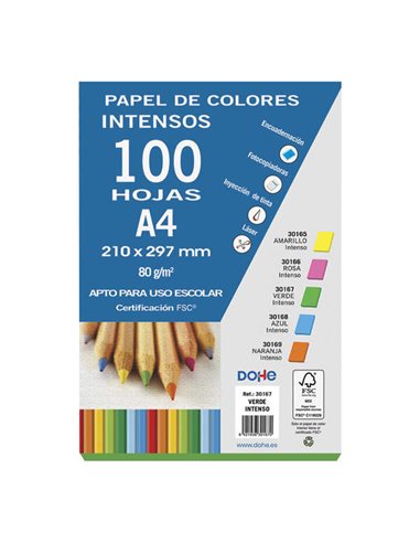 Dohe - Papier Multifonction 80g - Adapté aux Photocopieurs, Imprimantes Laser et Jet d'Encre - Couleur Vert