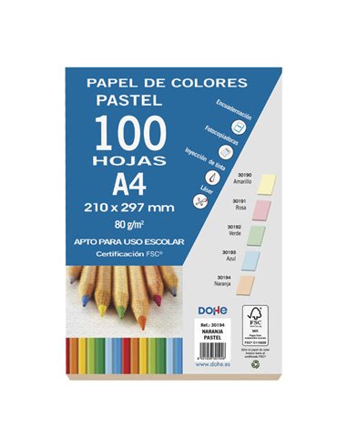 Dohe - Papier multifonction pastel 80 g - Convient aux photocopieurs, imprimantes laser et jet d'encre - Idéal pour un usage sco