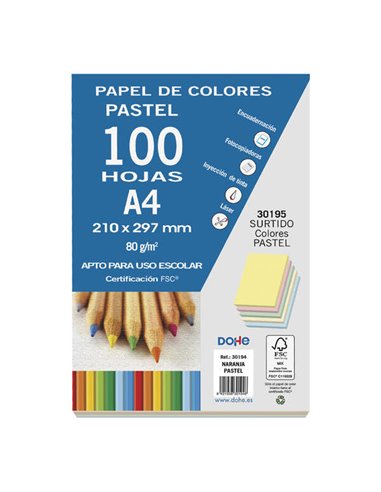 Dohe - Papier multifonction pastel 80 g - Convient aux photocopieurs, imprimantes laser et jet d'encre - Idéal pour un usage sco