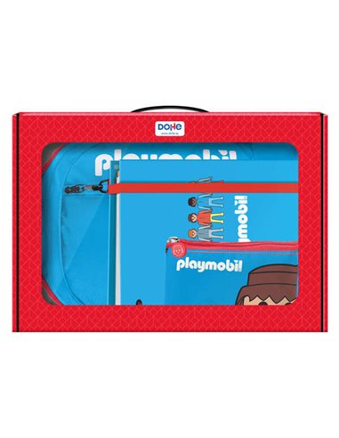 Dohe - Pack sac à dos, dossier et trousse Playmobil - Mallette cadeau 365x515x105mm - Dossier A4 de rechange - Grand sac à dos 3