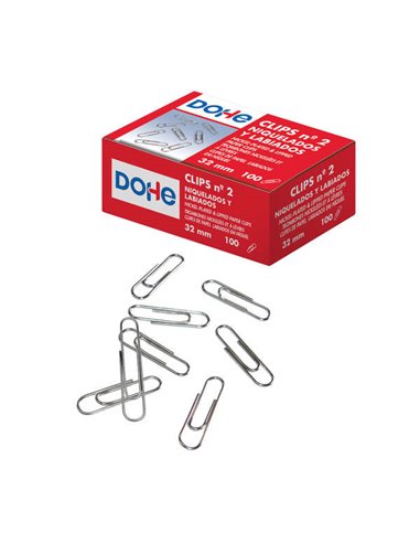 Dohe - Pack de 100 Clips à Lèvres N°2 32mm - Nickelé