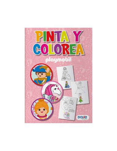 Dohe - Livre de Coloriage Playmobil Princesses - Couverture Cartonnée 350gr - Intérieur 30 Feuilles 120gr - Idéal pour Crayons d