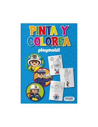 Dohe - Livre de Coloriage Playmobil Police - Couverture Carton 350gr - Intérieur 30 Feuilles en Papier 120gr - Idéal pour Crayon