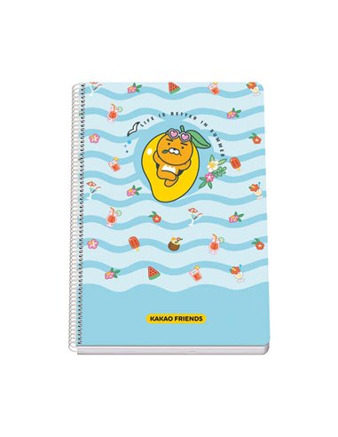 Dohe - Kakao Friends Cahier à Spirale Vacances d'Été Couverture Rigide - Format Folio de 80 Feuilles 90gr - Feuilles Quadrillées