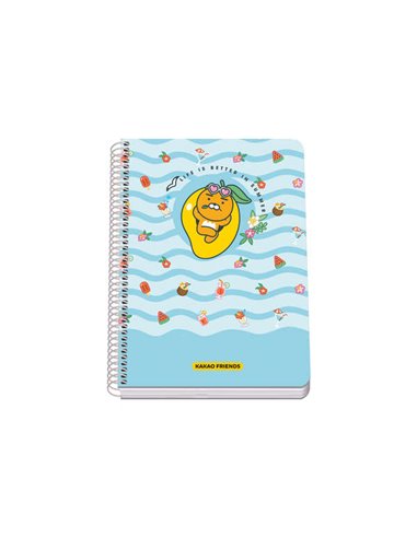 Dohe - Kakao Friends Cahier à Spirale Vacances d'Été Couverture Rigide - Format A5 avec 80 Feuilles 90gr - Feuilles Quadrillées 