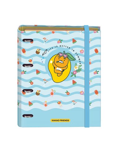 Dohe - Kakao Friends Summer Holiday Classeur 4 anneaux Format A4 avec recharge 100 feuilles - 4 intercalaires colorés - Fermetur