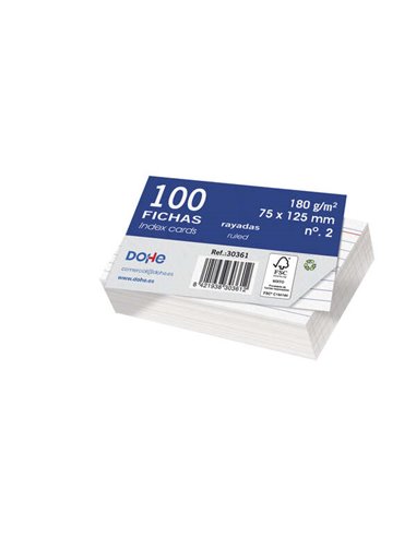 Dohe - Jetons de papier cartonné offset blanc 180 g - 100 x 150 mm - Ligné - Paquet de 100 jetons