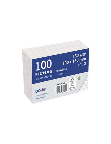 Dohe - Jetons de papier cartonné offset blanc - 180g - Ligné - Paquet de 100 unités