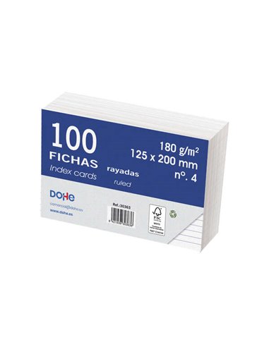 Dohe - Jetons de papier cartonné offset blanc - 180 g - Ligné - Paquet de 100 jetons