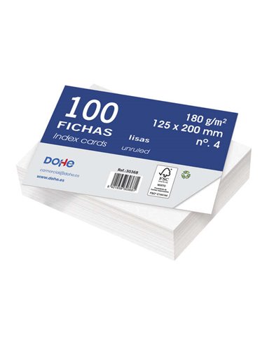 Dohe - Jetons de papier cartonné offset blanc - 180g - Paquet de 100 unités - Lisse