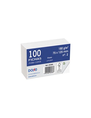 Dohe - Jetons de papier cartonné offset blanc - 180g - Paquet de 100 unités