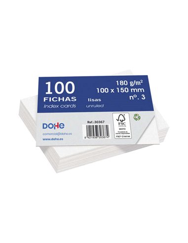 Dohe - Jetons de papier cartonné offset blanc - 180g - Paquet de 100 unités