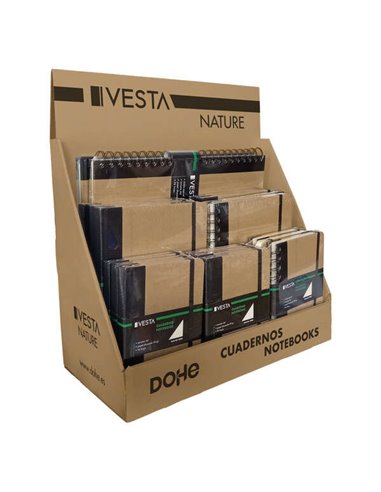 Dohe - Présentoir de Bureau pour Carnets Vesta Nature - En Carton Renforcé Couleur Kraft - Conception Résistante et Écologique -