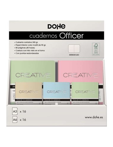 Dohe - Présentoir Cahier d'Officier - Format A5 et A6 - Couverture Cartonnée 300g - Impression sur Couverture - Pointes Arrondie