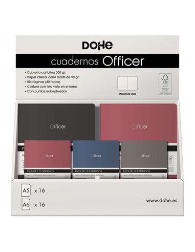 Dohe - Présentoir Cahier d'Officier - Format A5 et A6 - Couverture Cartonnée 300g - Impression sur la Couverture - Intérieur 40 