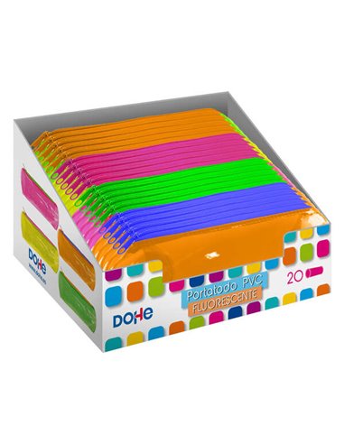 Dohe - Présentoir de 20 Pots à Crayons Ronds en PVC Transparent Fluorescent - Couleurs Assorties