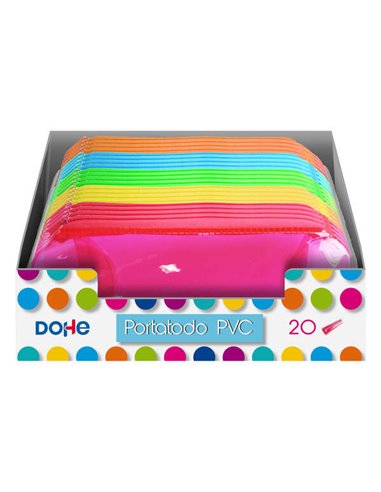 Dohe - Présentoir de 20 Pots à Crayons Ronds en PVC Transparent - Couleurs Assorties