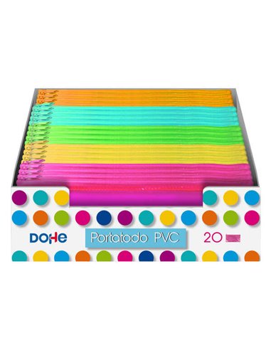 Dohe - Présentoir de 20 Pots à Crayons Plats Transparents en PVC - Couleurs Assorties