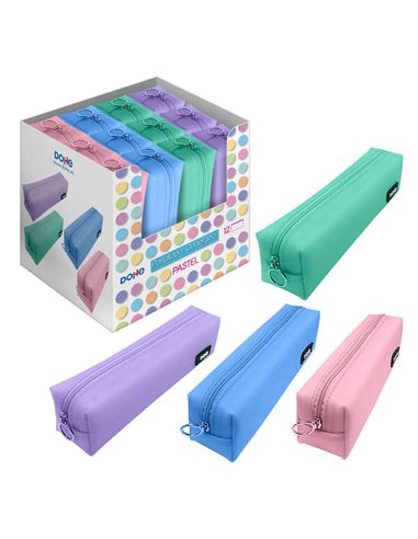 Dohe - Présentoir de 12 trousses carrées - Soft Touch - Couleurs Assorties