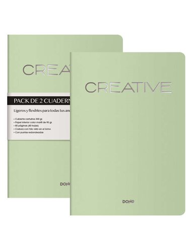 Dohe - Carnets en carton coloré - 300gr - Impression sur couverture - Pointes et dos ronds - 40 feuilles lisses - Papier désossé