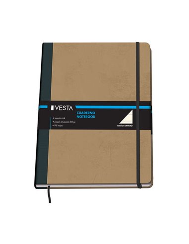 Dohe - Carnet en Carton à Pointes Arrondies - 96 Feuilles de Papier 80gr - Couverture en Trois Pièces avec Support en Tissu - Fe