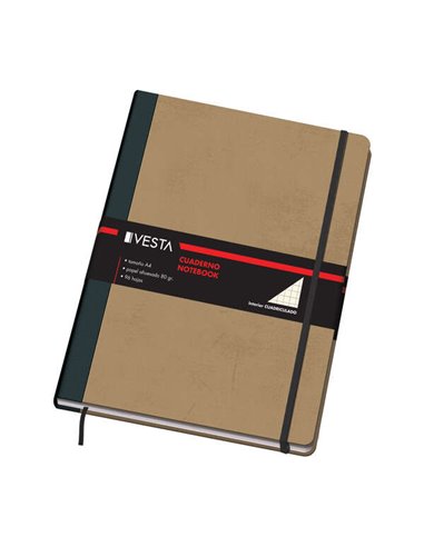 Dohe - Carnet en Carton à Pointes Arrondies - 96 Feuilles de Papier 80gr - Couverture en Trois Pièces avec Support en Tissu - Fe