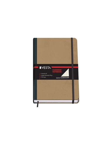 Dohe - Carnet en Carton à Pointes Arrondies - 96 Feuilles de Papier 80gr - Couverture en Trois Pièces avec Support en Tissu - Fe