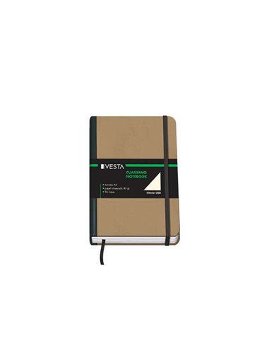 Dohe - Carnet en Carton à Pointes Arrondies - 96 Feuilles de Papier 80gr - Couverture en Trois Pièces avec Support en Tissu - Fe