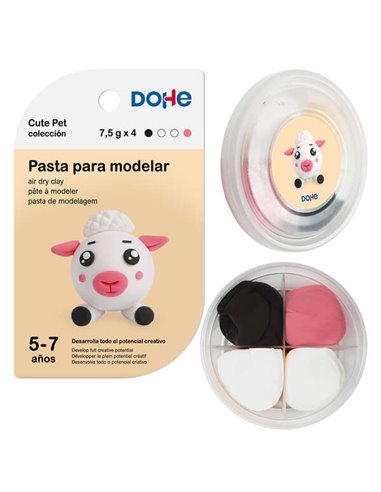 Dohe - Pâte à modeler mouton Cute Pet Collection - Légère et flexible - Convient aux enfants de 5 à 7 ans