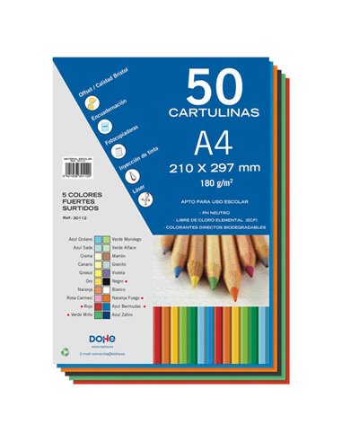 Dohe - Papier cartonné assorti - 50 feuilles - Couleurs assorties