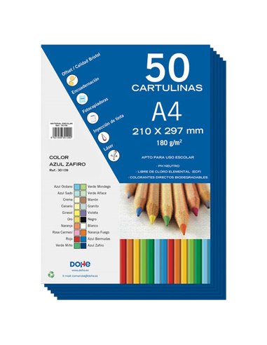 Dohe - Carton coloré 180 G/M2 - Format A4 - PH Neutre - Sans chlore élémentaire - Colorants biodégradables