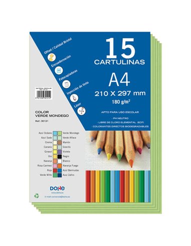 Dohe - Papier cartonné A4 - 15 feuilles - Idéal pour les travaux manuels et les projets scolaires