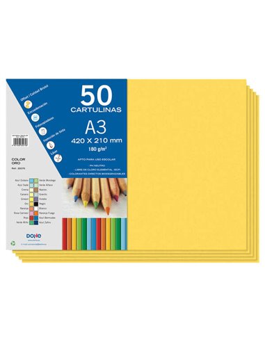 Dohe - Papier cartonné A3 - 50 feuilles - Idéal pour les travaux manuels et les projets scolaires