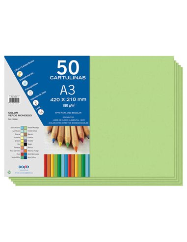 Dohe - Papier cartonné A3 - 50 feuilles - Idéal pour les travaux manuels et les projets scolaires