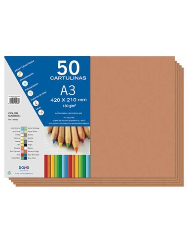 Dohe - Papier cartonné A3 - 50 feuilles - Poids 180 g - Idéal pour les travaux manuels et les projets scolaires