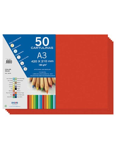 Dohe - Carton A3 - 50 Feuilles - Poids 180g - Couleur Rouge