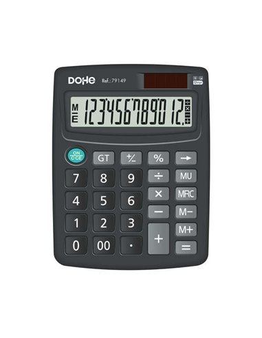 Dohe - Calculatrice électronique de bureau - Écran LCD 12 chiffres - Alimenté par énergie solaire et batterie - Grandes touches