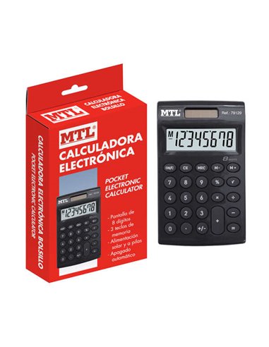 Dohe - Calculatrice électronique à 8 chiffres - Alimentation solaire et batterie - 3 touches mémoire - Mise hors tension automat