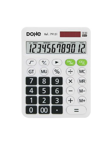 Dohe - Calculatrice électronique à 12 chiffres - Écran inclinable - Alimentation solaire et pilier - Mise hors tension automatiq