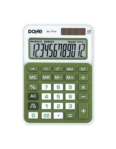 Dohe - Calculatrice électronique à 12 chiffres - Alimenté par l'énergie solaire et par batterie - 4 touches mémoire - Mise hors 