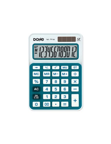 Dohe - Calculatrice électronique à 12 chiffres - Alimenté par l'énergie solaire et par batterie - 4 touches mémoire - Mise hors 