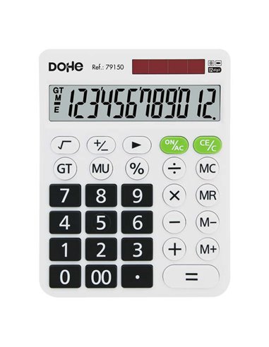 Dohe - Grande calculatrice de bureau à 12 chiffres - Écran inclinable - Touches grand format - Racine carrée, Grand total, récup