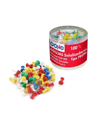 Dohe - Boîte de 100 Aiguilles de Signalisation - Tête en Plastique de Qualité Premium et Pointe en Métal - Couleurs Assorties